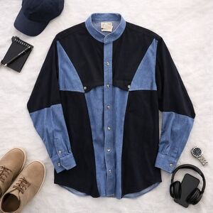 Vtg Express RIder NWOT Chambray/cotton Canvas L Sleeve Button Up Shirt Mens Med.